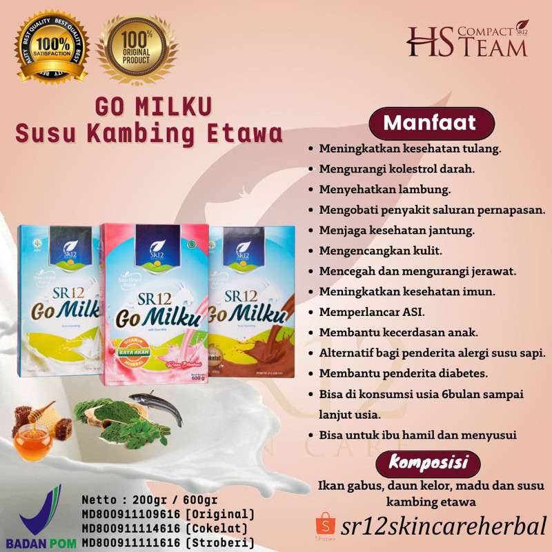 

New GO MILKU SR12 SUSU KAMBING ETAWA HALAL BPOM MENINGKATKAN KESEHATAN IMUN TUBUH MELANCARKAN ASI ASLIPremium
