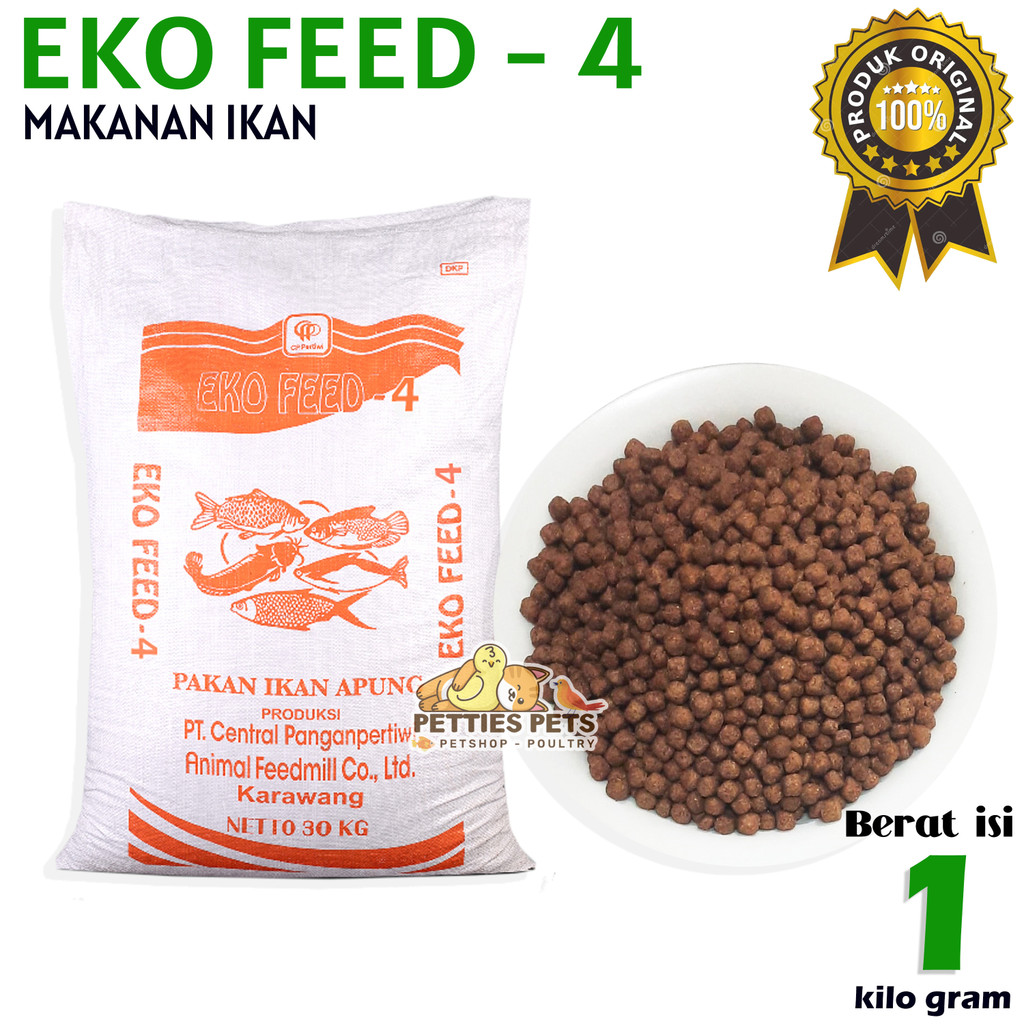 Eko Feed 4 Pakan ikan lele nila gurame bandeng Pelet Eko Feed-4 repack 1 Kg