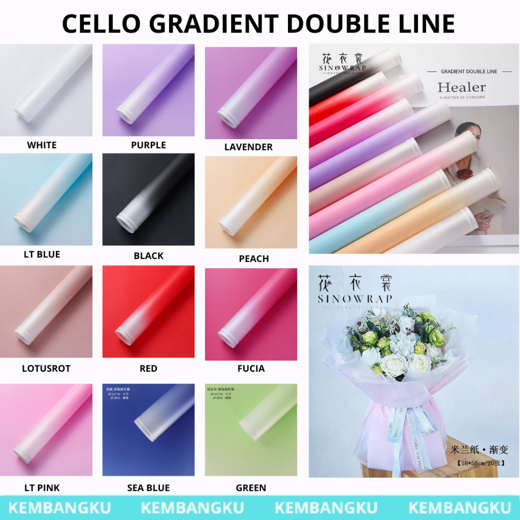 

(LEMBARAN) Kertas Buket Cellophane GRADIENT DOUBLE LINE