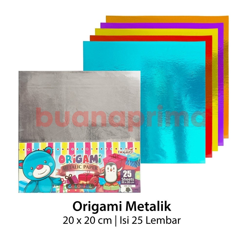 

ACEH.OYU 131704 Origami Metalik Tanaki 4 Ukuran Kertas Lipat 12x12 14x14 16x16 20x20 cm Kilat Metallic Timah