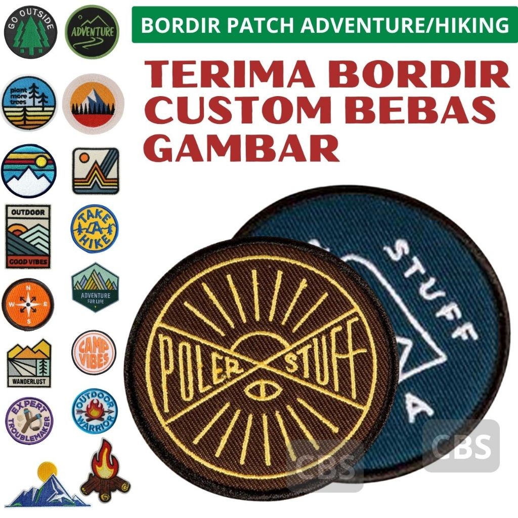 HIKING POLER STUFF PATCH Bordir Logo Emblem/Bet Adeventure