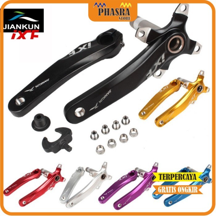 (UBT) crankset crank arm IXF jiankun BB hollowtech ht2 BCD 104 mtb alloy bmx - Kuning tanpa BB