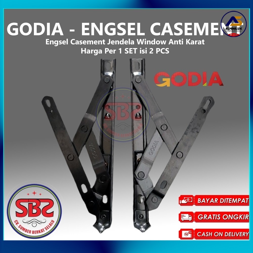 GODIA - ENGSEL CASEMENT - Engsel Jendela Casement Window Kayu Alum 8'' 10" 12" 14" 16'' 18" 20" In