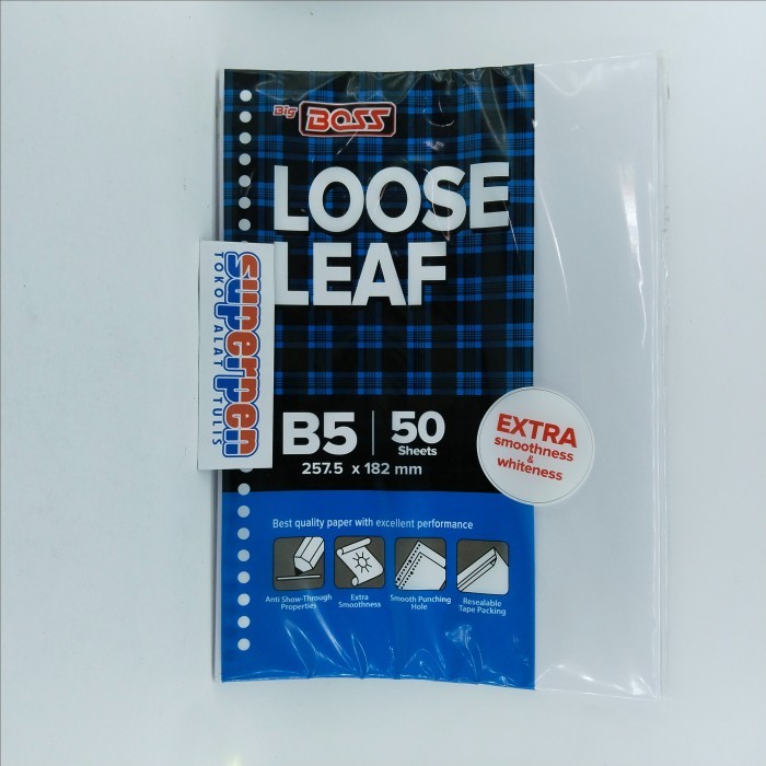 

Loose Leaf Isi Binder B5 Polos 50 Lembar Bigboss