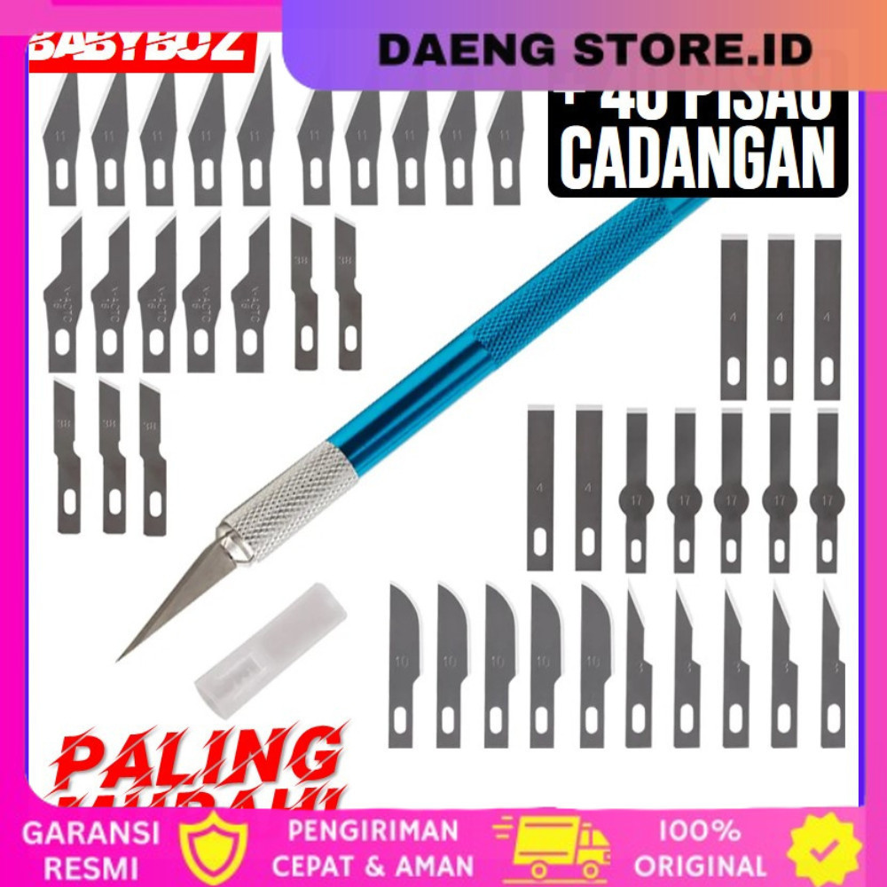 

40PCS Pisau Ukir Seni Cutter Hobby Crafting Art Knife Metal Handle Blade Pisau Bonsai Sayat Ukir