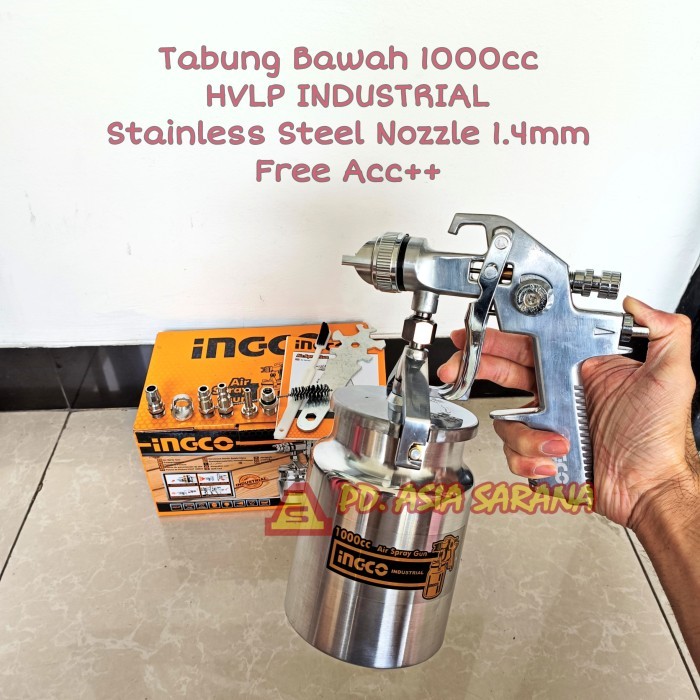 Air Spray Gun 1000ml INGCO ASG2101 Tabung Bawah HVLP Cat Profesional