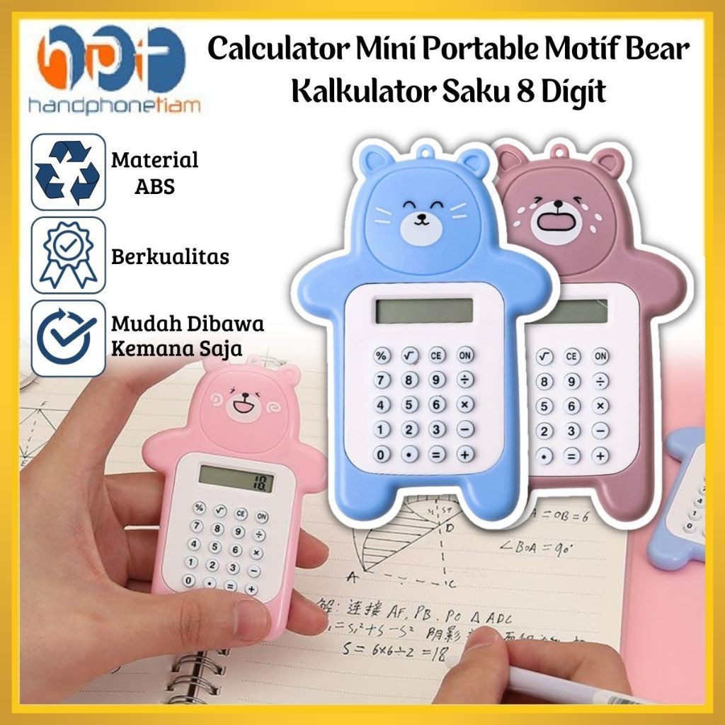 

Calculator Mini Portable Motif Bear/Kalkulator Saku 8 Digit Travel Karakter Cute Warna Warni/Tombol Karet/Cocok Untuk Menghitung Perkalian Penjumlahan Pengurangan dan Pembagian/Berkualitas/Mudah Dibawa/Peralatan Sekolah Kuliah Kantor