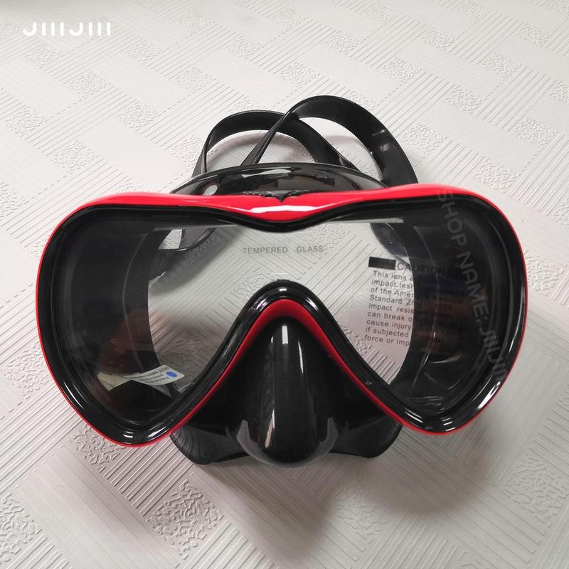 JIIIJIII kacamata selam bingkai besar masker selam silikon anti kabut kaca tempered masker snorkelin
