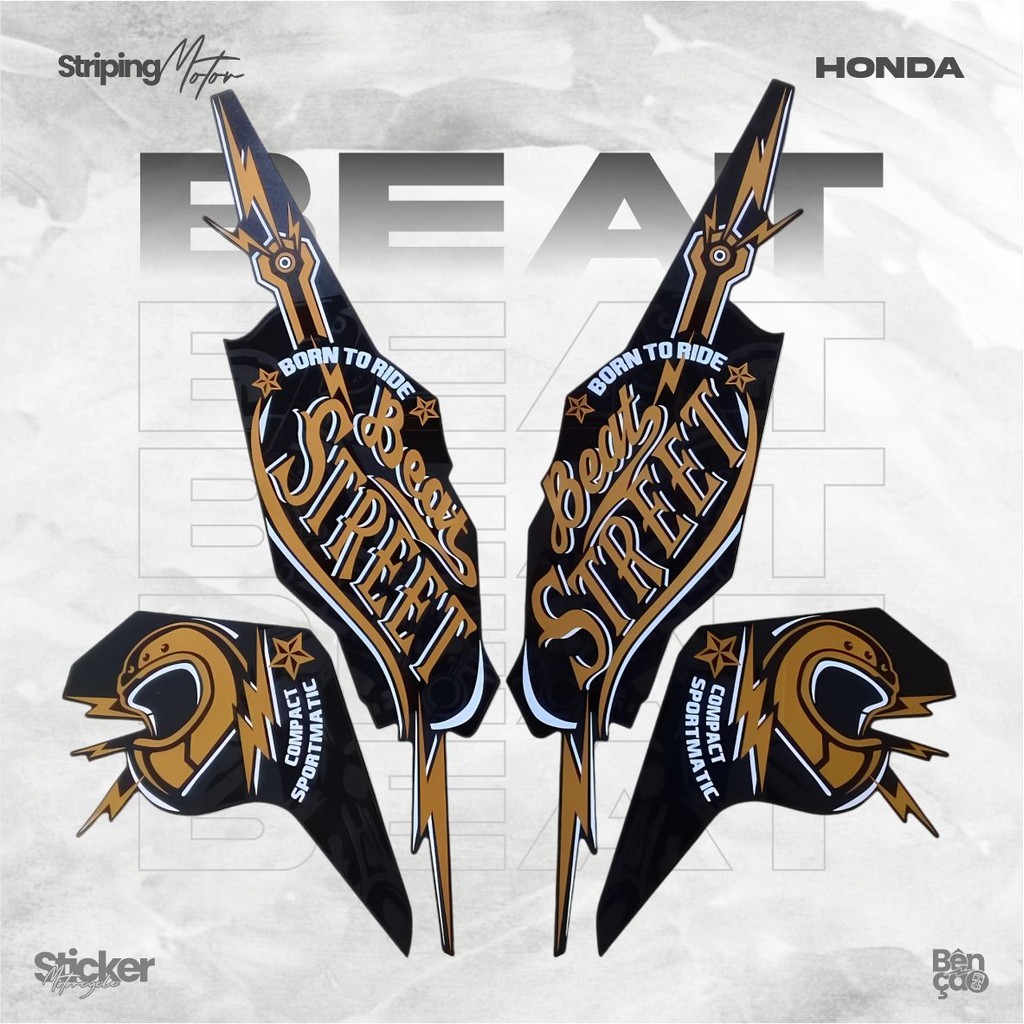 Striping stiker motor | HONDA BEAT STREET 2019 body full hitam standar full body berkualitas | Benca