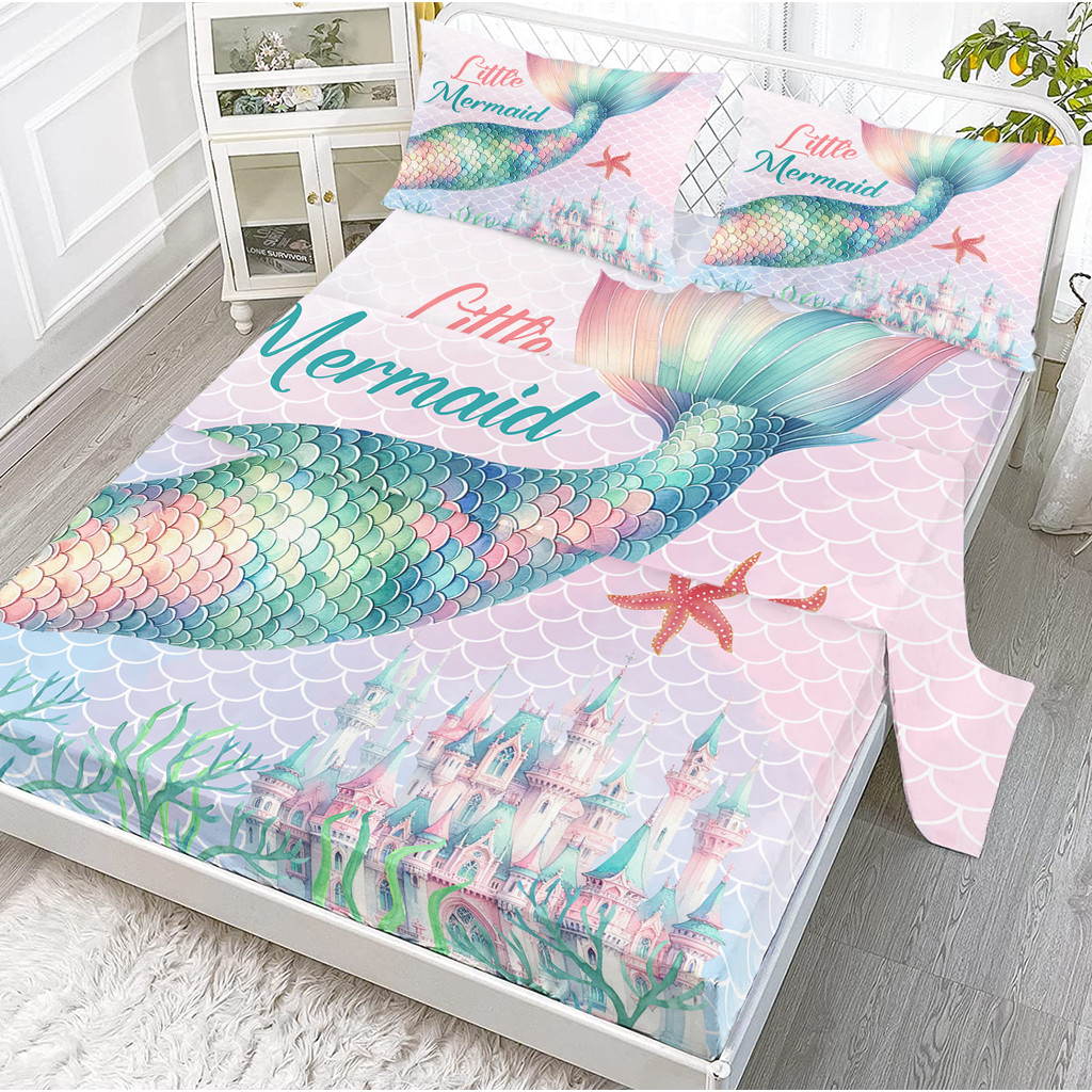 

Fantasy Coral Castle Soft & Breathable Green Fish Scale Mermaid Sheet Set 4 Pieces Includes 1 Flat Sheet,1 Fitted Sheet,2 Shams