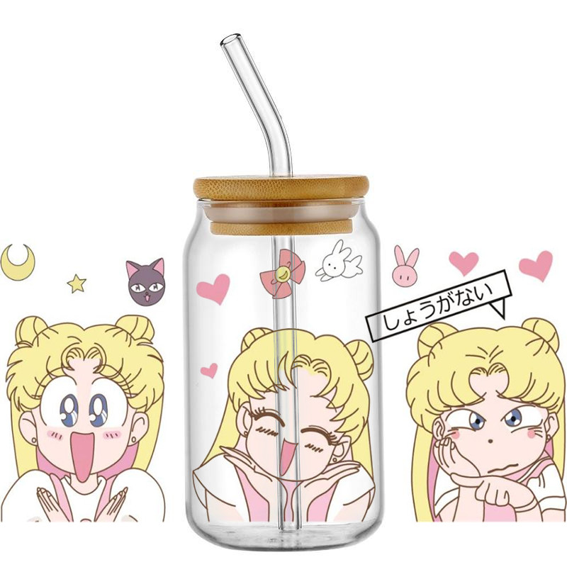 

Miniso Japanese Anime Cup Stickers UV DTF Cup Wrap Sailor Decal Transfer Sticker for 16oz Libbey Glass Washable DIY Mug Decal