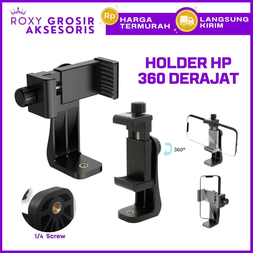 Holder Hp 360 Derajat Holder U Premium Horizontal Vertikal / Holder Hp Tripod Tongsis