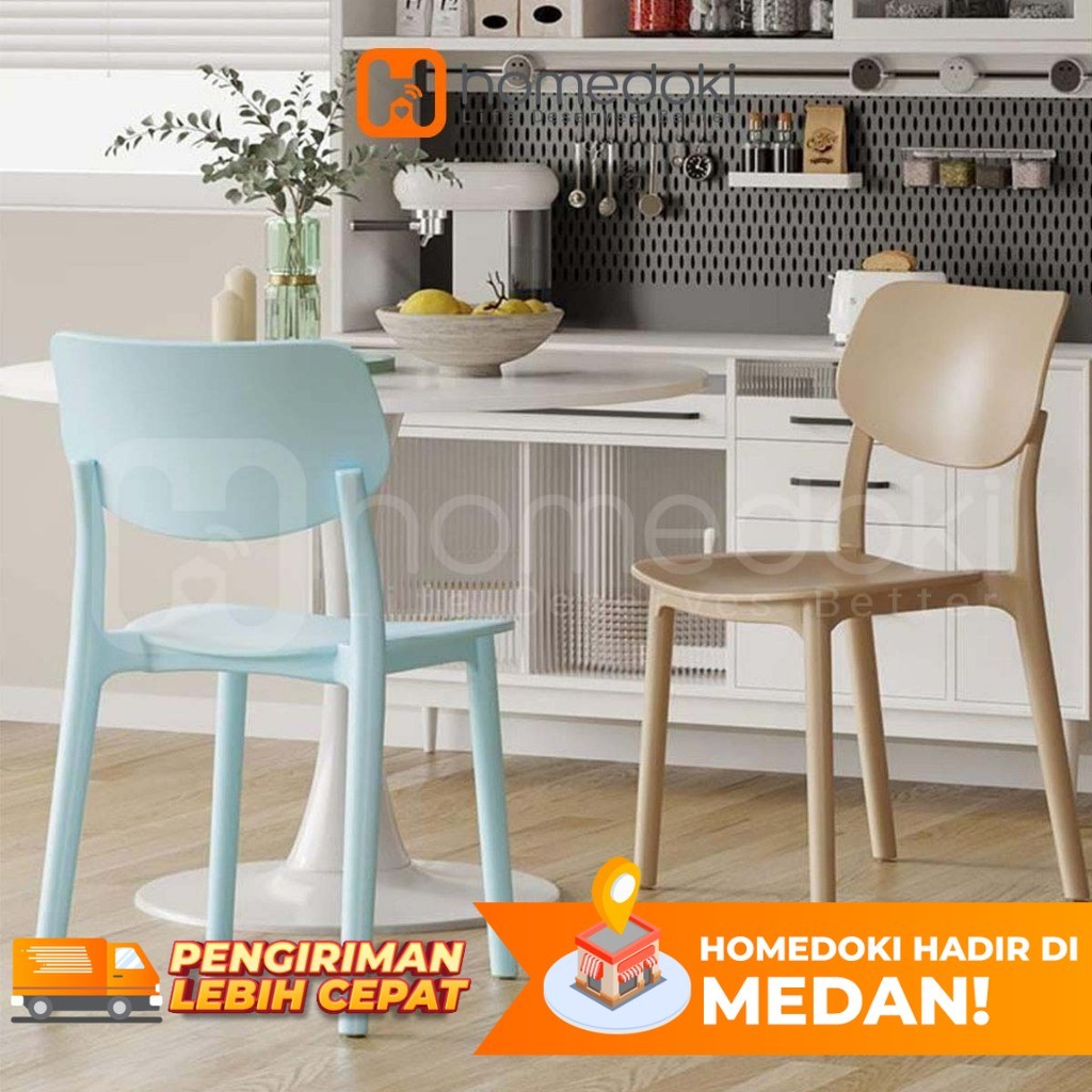 Homedoki Kursi Plastik/Kursi Kantor/Kursi Belajar/Kursi Teras/Kursi Santai/Kursi Kerja/Kursi Makan/K
