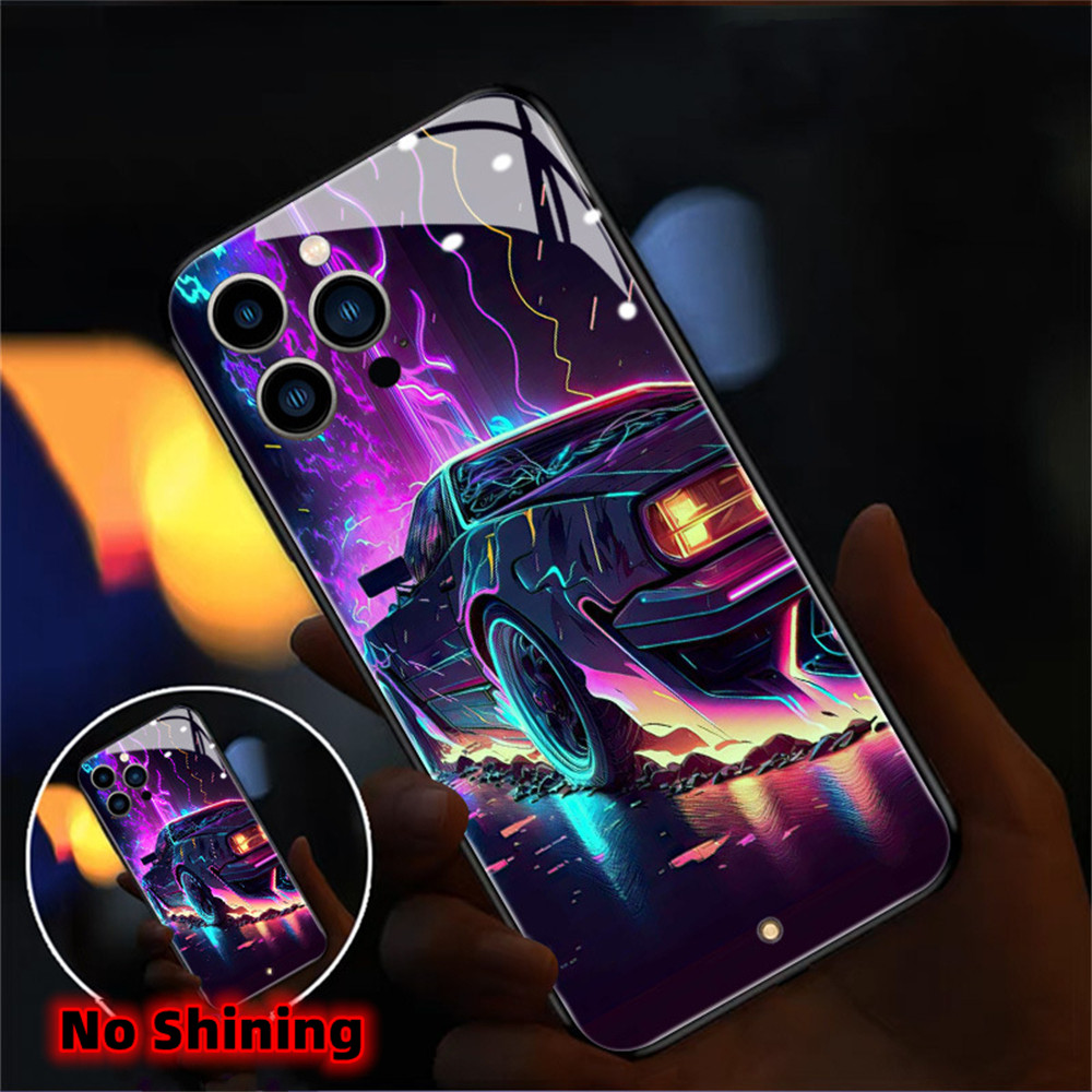 For Samsung S24 S23 S22 S21 S20 FE Note 10 20 Plus Ultra A54 Punk Car Smart LED Lighting Mobile Phon