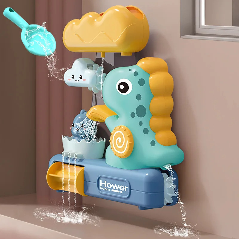 

Children's Take A Shower Paddle Toys Cartoon Animals Dinosaurs Spin Water Spray Waterwheel Bath Toy Kids Delight Shower Toy Gift