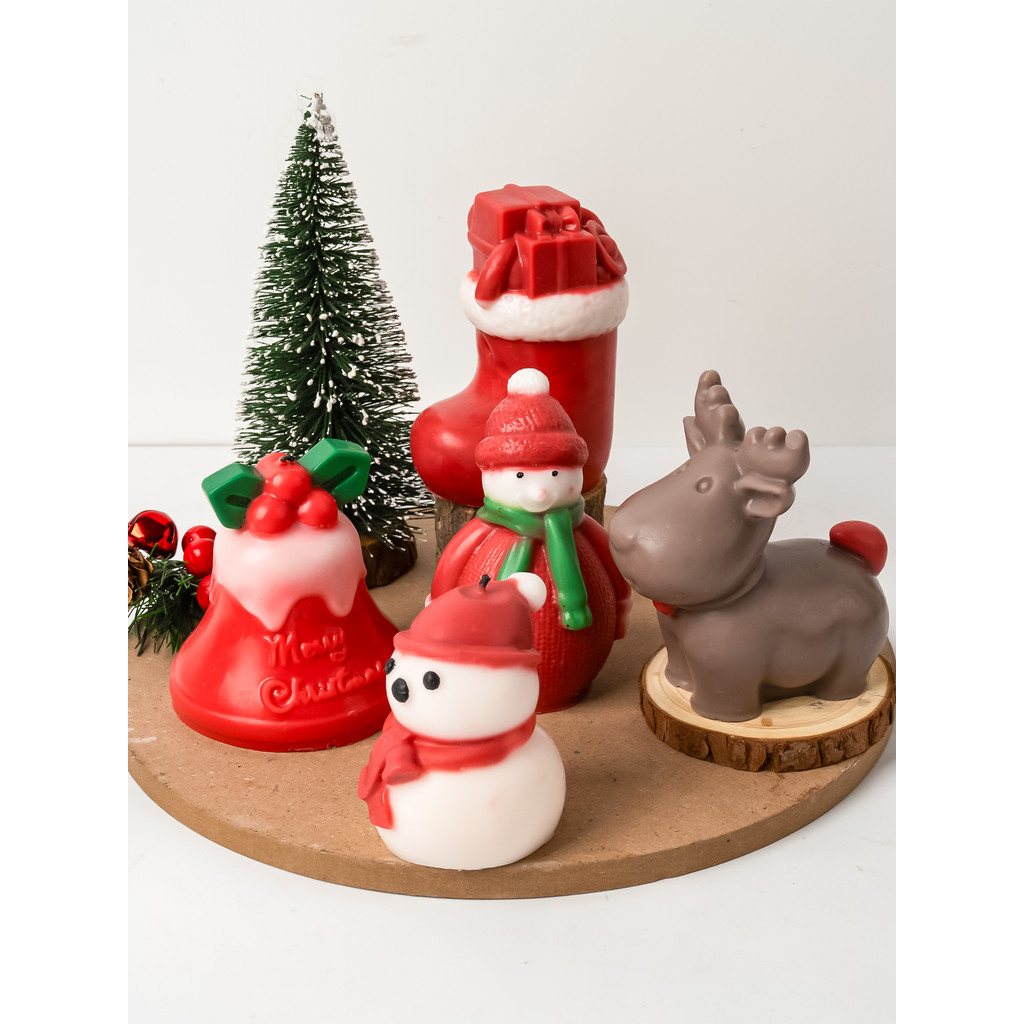 

3D Christmas Snowman Elk Deer Silicone Candle Mold DIY Handmade Aromatherapy Gypsum Crafts Making Resin Molds Home Xmas Decor