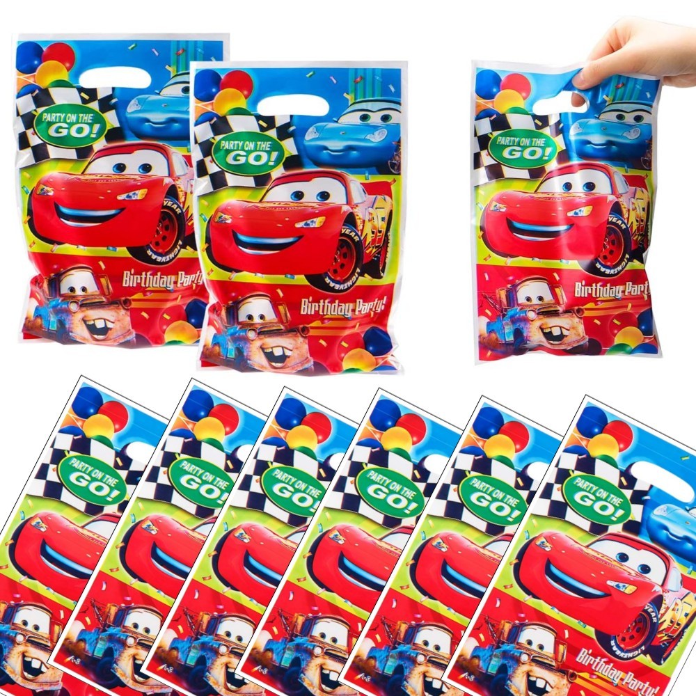 

Disney Cars Plastic Candy Loot Bag Handle Gift Bag For Kids Favor Lightning McQueen Themed Birthday Party Decoration Supplies