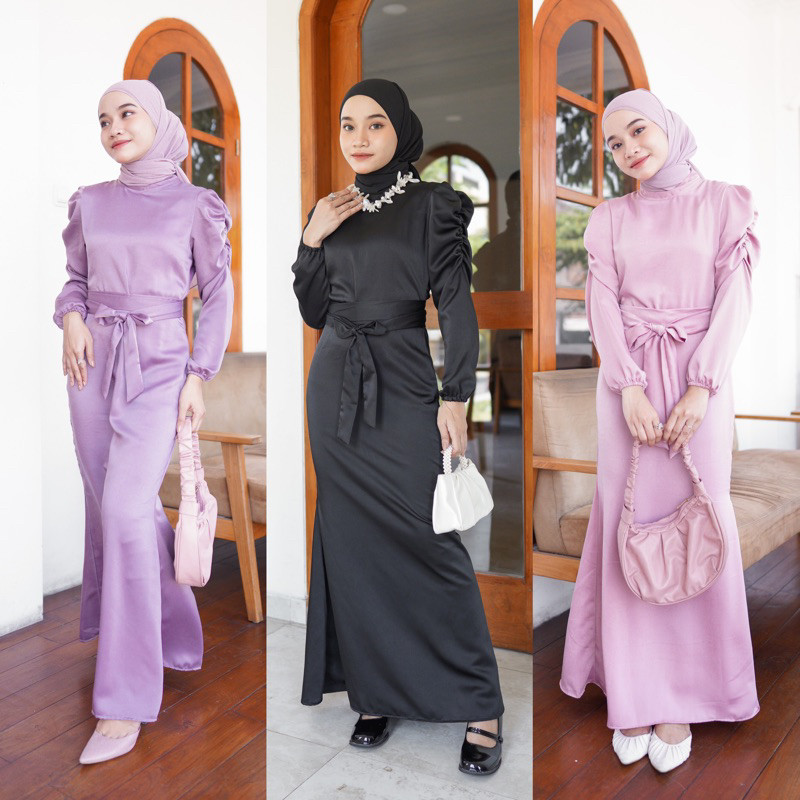 G040 | KAMILA DRESS GAMIS LEBARAN ELEGAN KEKINIAN DRESS KONDANGAN SATIN VELVET [Girls_collection.id]