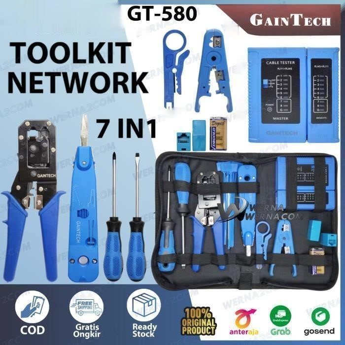 GAINTECH Toolkit Network Gaintech 7 in 1 Gt-580 - Networking tool Gt580 LAN T