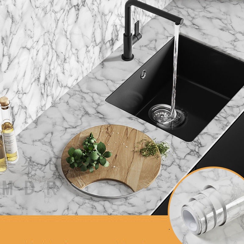 

Modern Kitchen Stickers Waterproof Oilproof Classic Marble Pattern Wall Stickers Protect Desktop One Piece Self-adhesive New