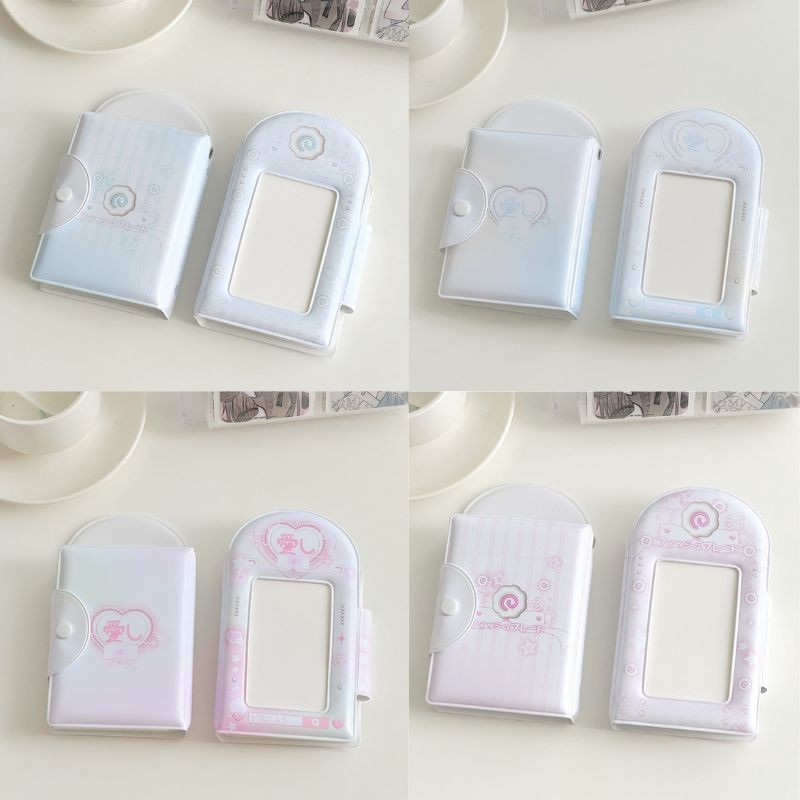

INS Sweet Pink Blue Photocard Holder With Pendant Cartoon Hollow Photo Album InsIdol Card Holder Collection Book Storage Case