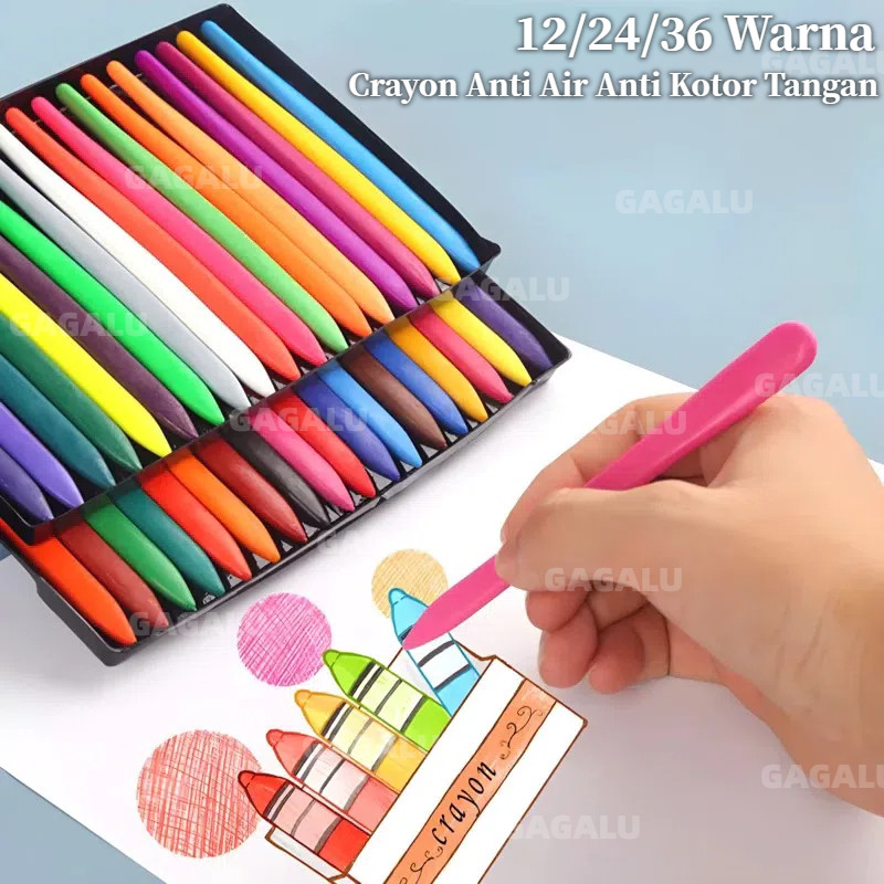 

GAGALU Crayon Mewarnai / Crayon Anti Air Anti Kotor Tangan / Pensil Warna