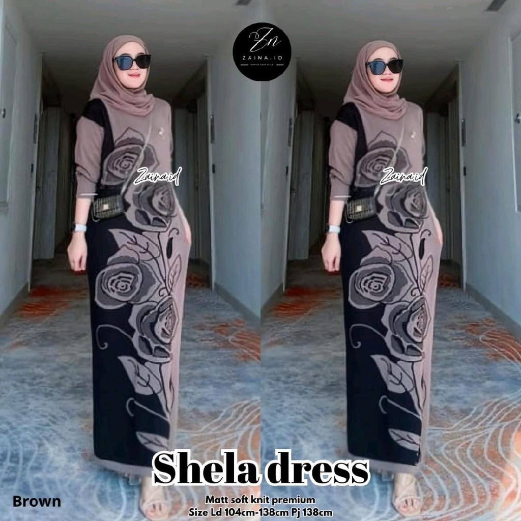 Ready Stok Siap Kirim• Shela Dress • Original Zaina Id • Rajut Knitt Import Premium Lembut Santai Wa