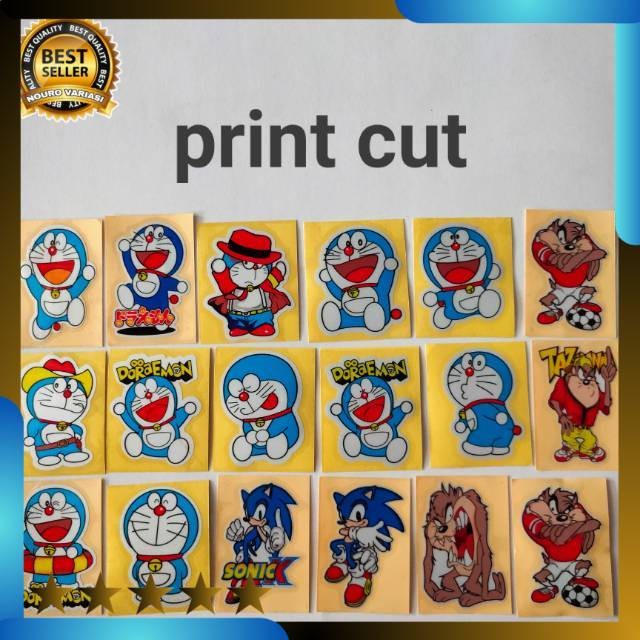 Stiker print cutting Doraemon Sonic taz mania taz-mania keropi kualitas terbaik termurah Lightnazias