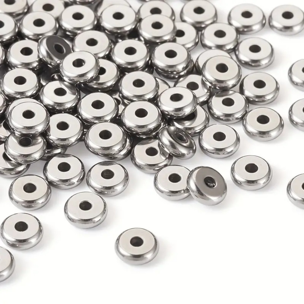 

20-50pcs 4 5 6mm Stainless Steel Spacer Flat Round Loose Beads With Holes Gold Silver Colour For DIY Jewelry Making Accessories