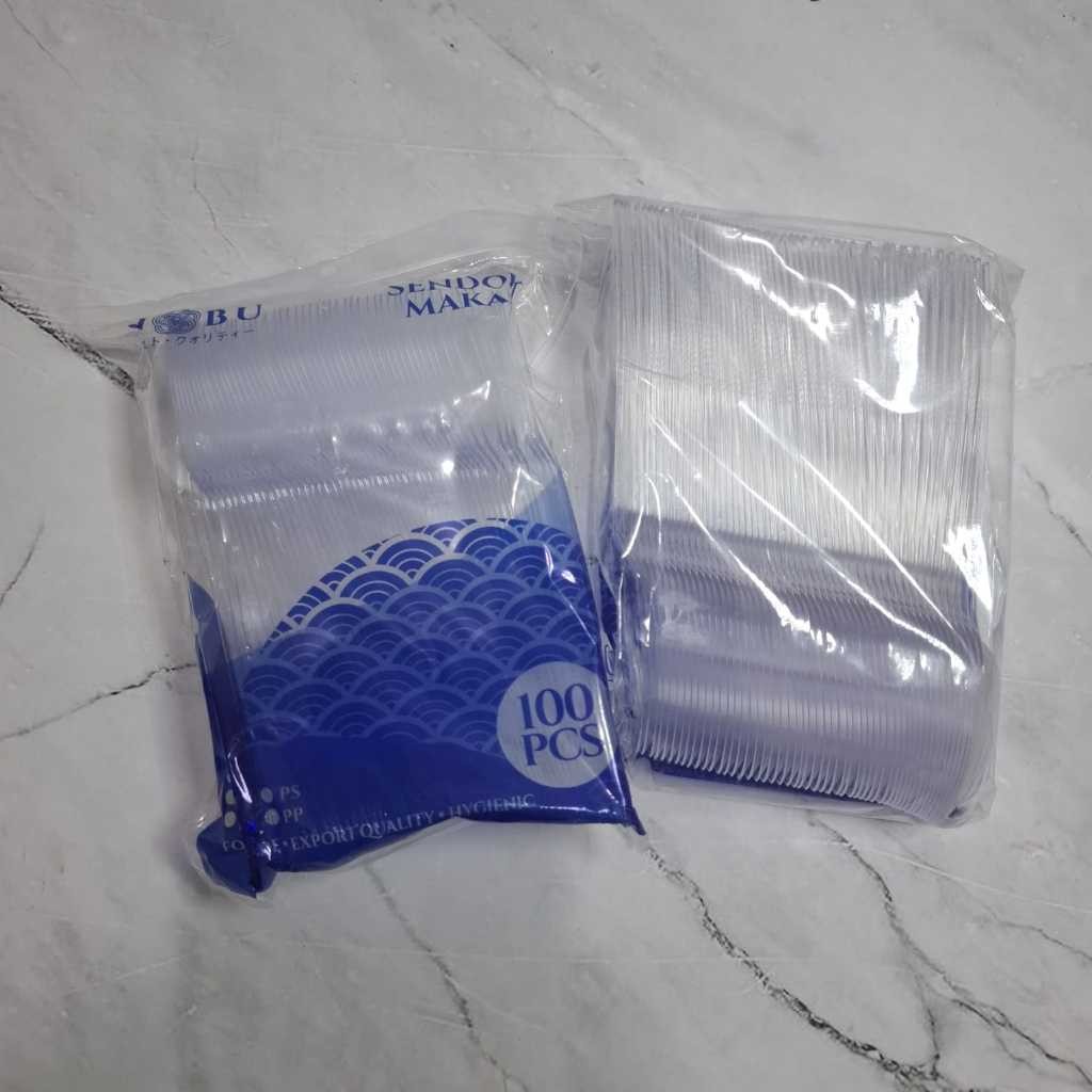 Sendok Makan Plastik Bening Nobu Isi 100 pcs / Sendok Plastik Nobu / Bening
