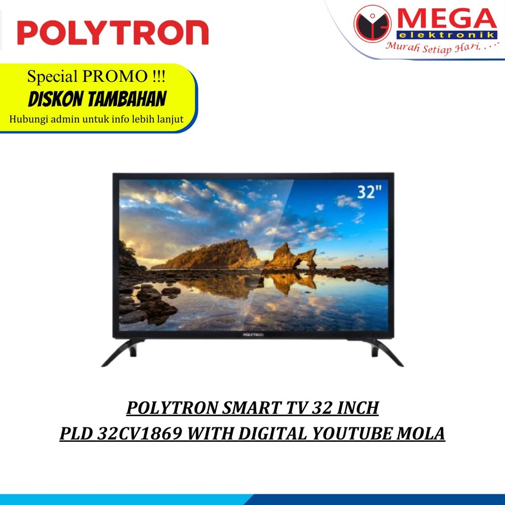 LED POLYTRON   PLD 32CV1869 SMART TV 32 INCH AKSES YOUTUBE INTERNET WIFI TELEVISI PINTAR