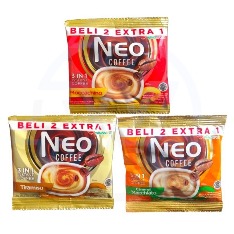 

A591-(9 PCS) Neo Coffee 20gr × 9 Sachet Kopi Kemasan Sachet Varian Mocachino Tiramisu Machiato