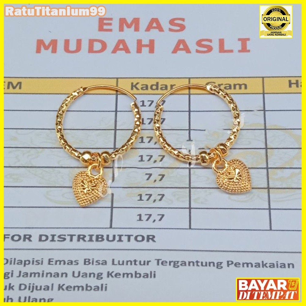 anting love emas free  motif terbaru COD