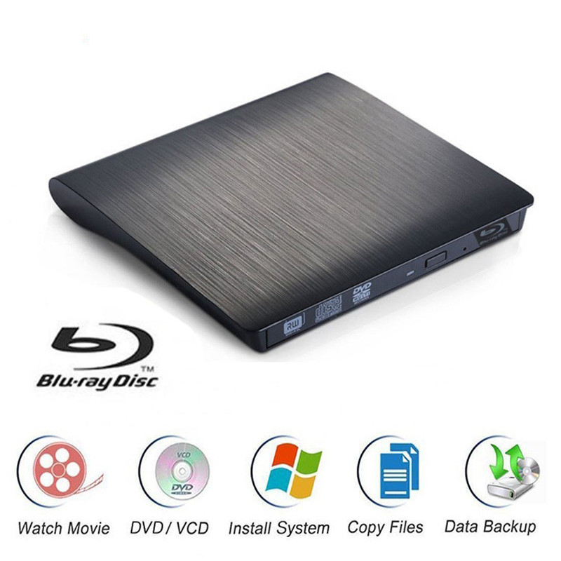 External Optical Drive USB 3.0 BD-ROM Blu-ray Burner 4K 3D Blu-ray Player CD/VCD/DVD Writer Recorder