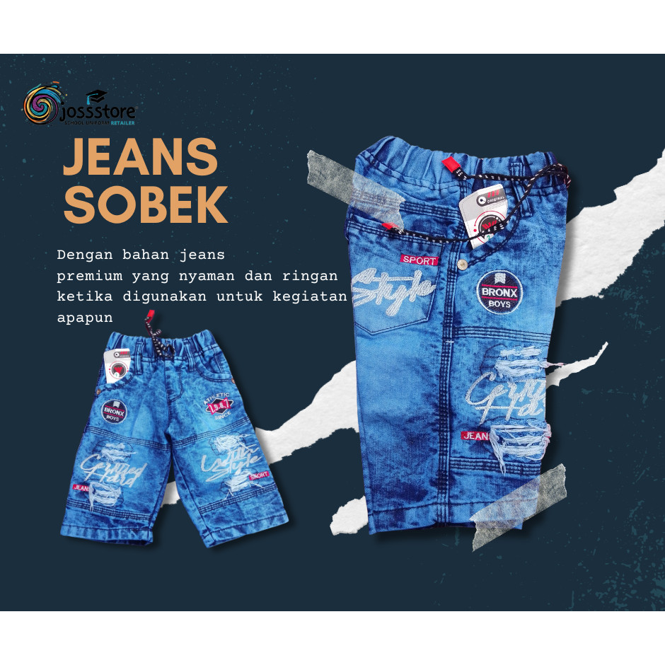 Celana Jeans Sobek / Celana Jeans Pendek / Celana Jeans Anak / Celana Jeans Pendek Anak Laki Laki / 
