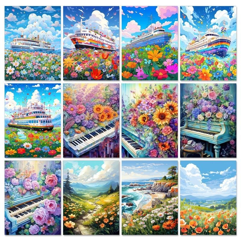 

Painting By Numbers Kits For Adults Piano On Canvas Landscape Flower Picture On Numbers Handmade For Home Decors