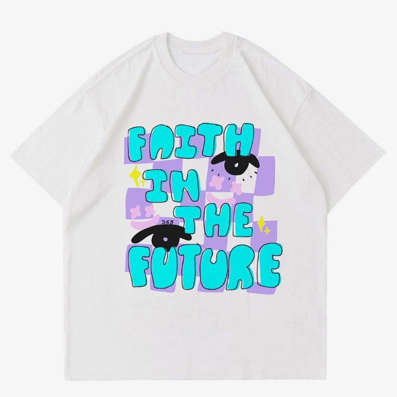 KAOS AESTHETIC FAITH IN THE FUTURE | T-SHIRT WHITE OVERSIZED 24s | KAOS OVERSIZE PRIA DAN WANITA