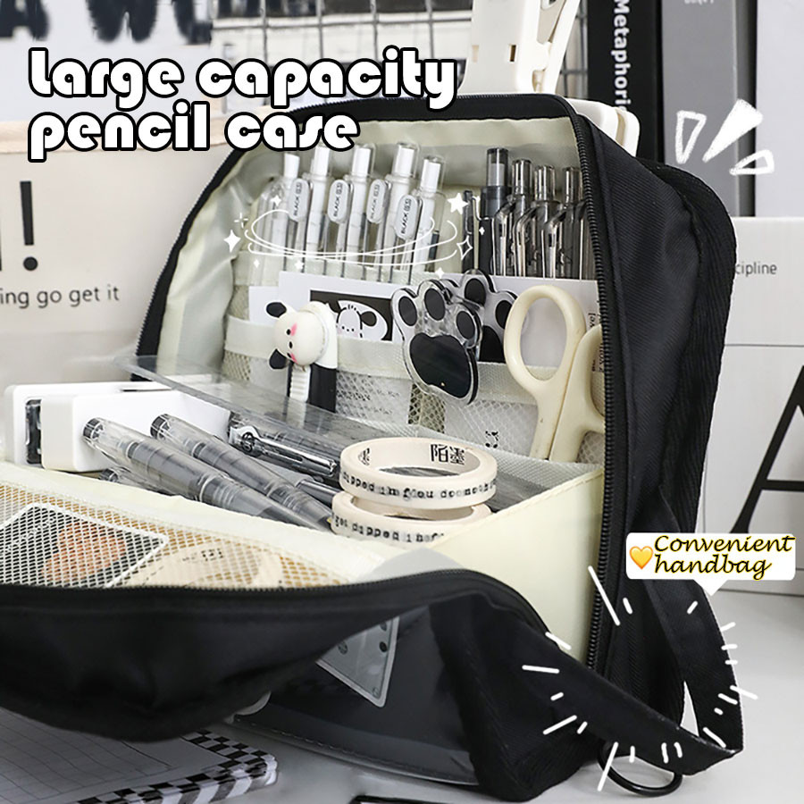 

Large Capacity Pencil Case Canvas Pen Bag Japanese Stationery Box Simple stationery Storage Stationery Bag School Supplies