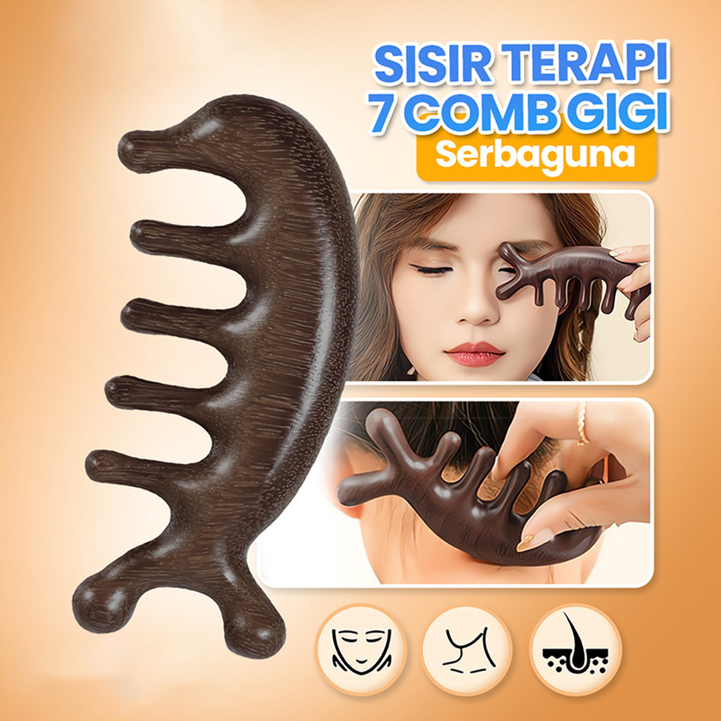 Sisir Pijat Kayu Multifungsi Sisir Lima Cakar Bergagang Panjang Combs Pijat Terapi Kepala Alat Sisir