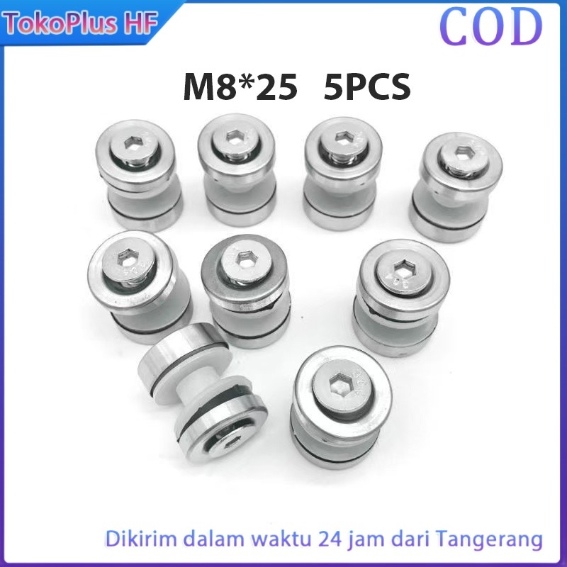 5Pcs Sekrup Penjepit Kaca/Baut Baja Tahan Karat M8×25 Stainless Steel Jepit Railing Tangga Rail Glas