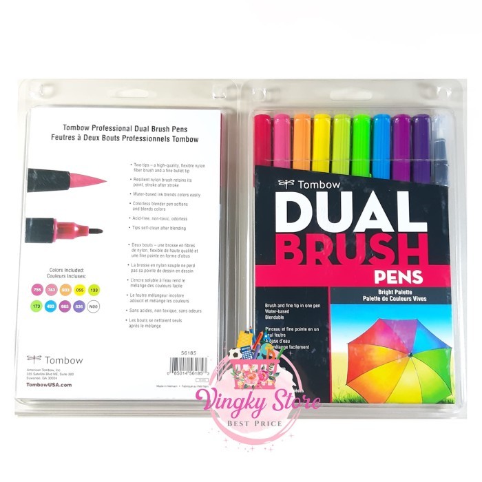 

best -Dual Brush Pen Tombow Bright Pallete isi 10pc