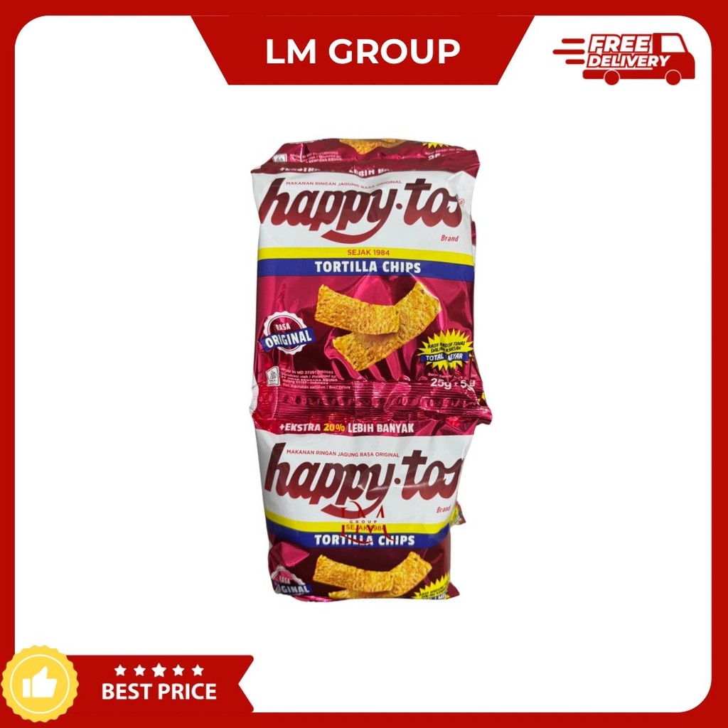 

Happy Tos Tortilla Chips Original 1 Renceng isi 10 pcs 25gr