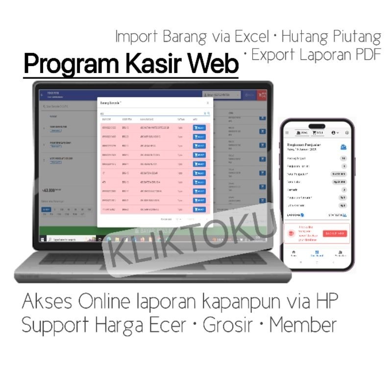 Software Kasir Web Ecer Grosir Member Multiuser/Kasir Online Web/Kasir Warung