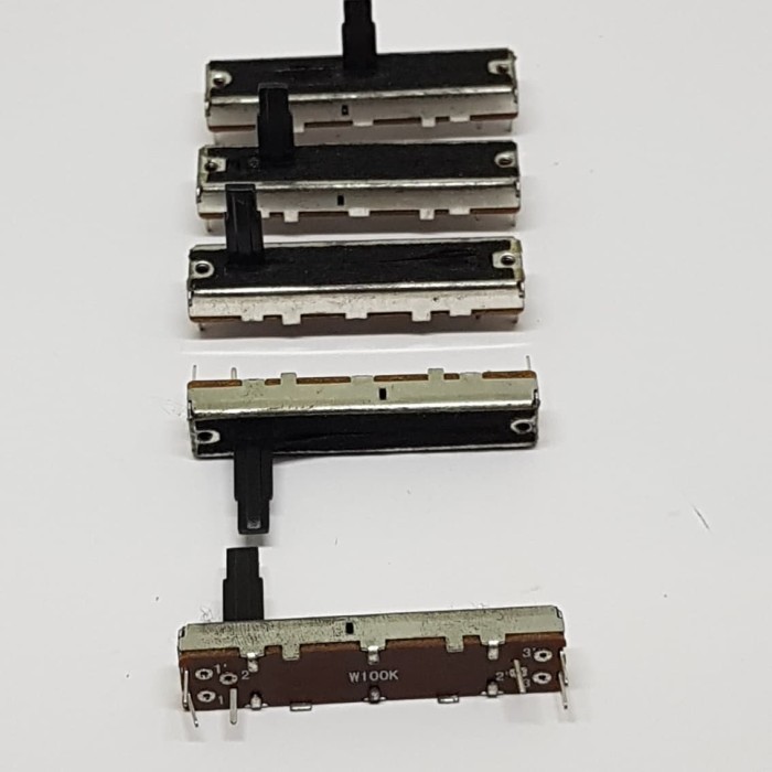 W100K 6 Pin Stereo Slide Potentio 45mm Potensio Geser Stereo Besi