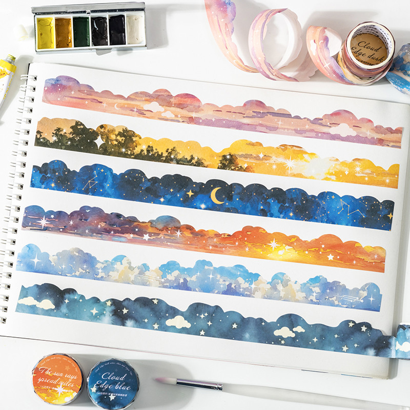 

1 Roll Cloud Side Walk Series Washi Tapes Scrapbooking Stickers Perfect for Collage Journaling Craft Diy Supplies