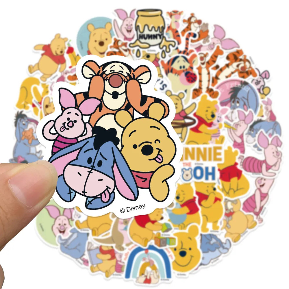 

10/30/50pcs Disney Cartoon Winnie The Pooh Stickers Pooh Bear Piglet Sticker for Luggage Laptop Waterproof Decals Kids Toy Gift