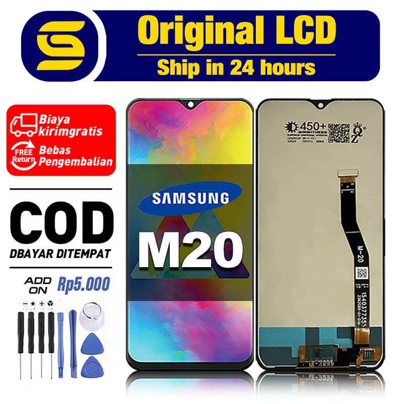 Original LCD Samsung M20 ori asli Touchscreen Glass Digitizer Fullset COD
