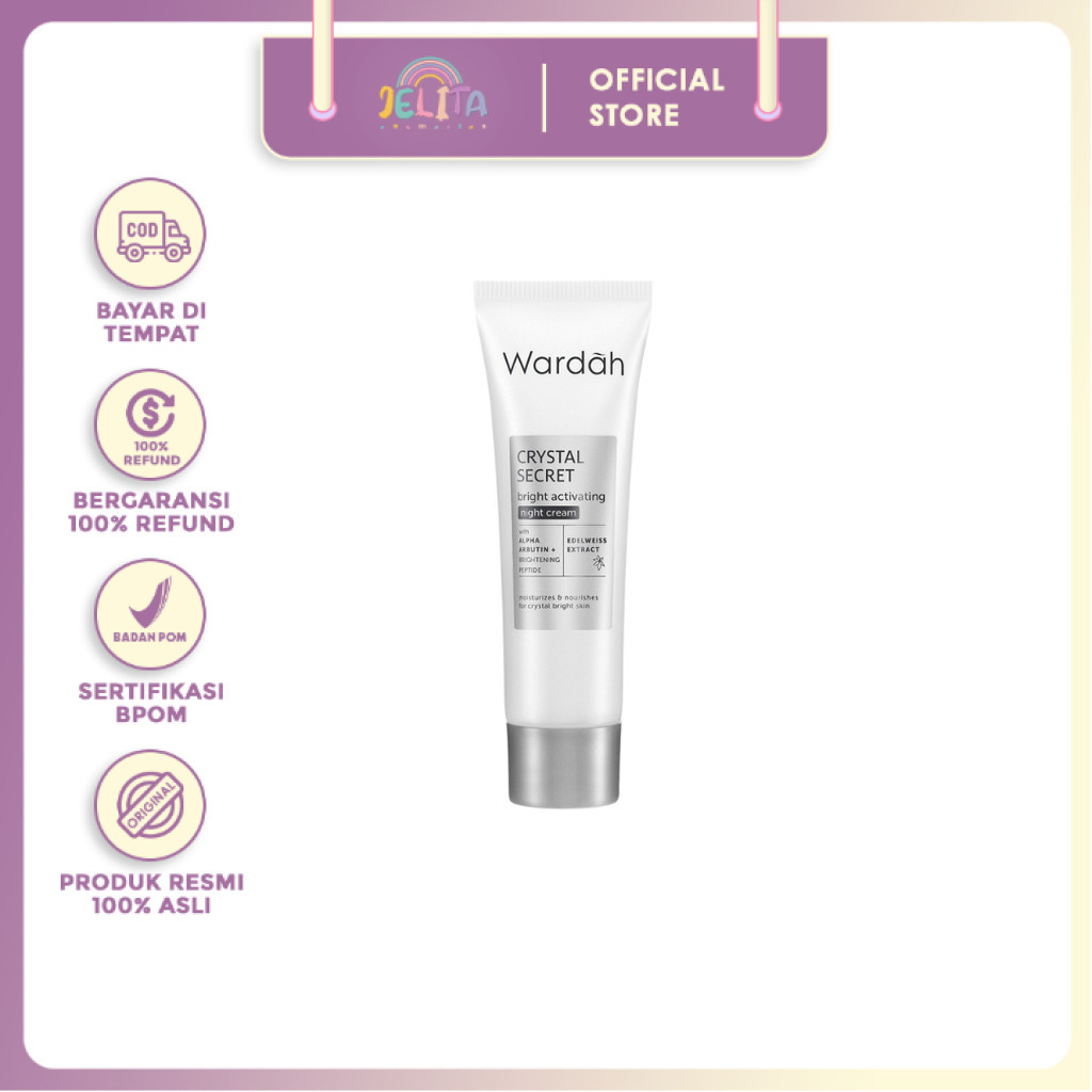 𝓳𝓮𝓵𝓲𝓽𝓪 - WARDAH CRYSTAL SECRET BRIGHTENING ACTIVATING NIGHT CREAM 15ML KEMASAN BARU TERMURAH