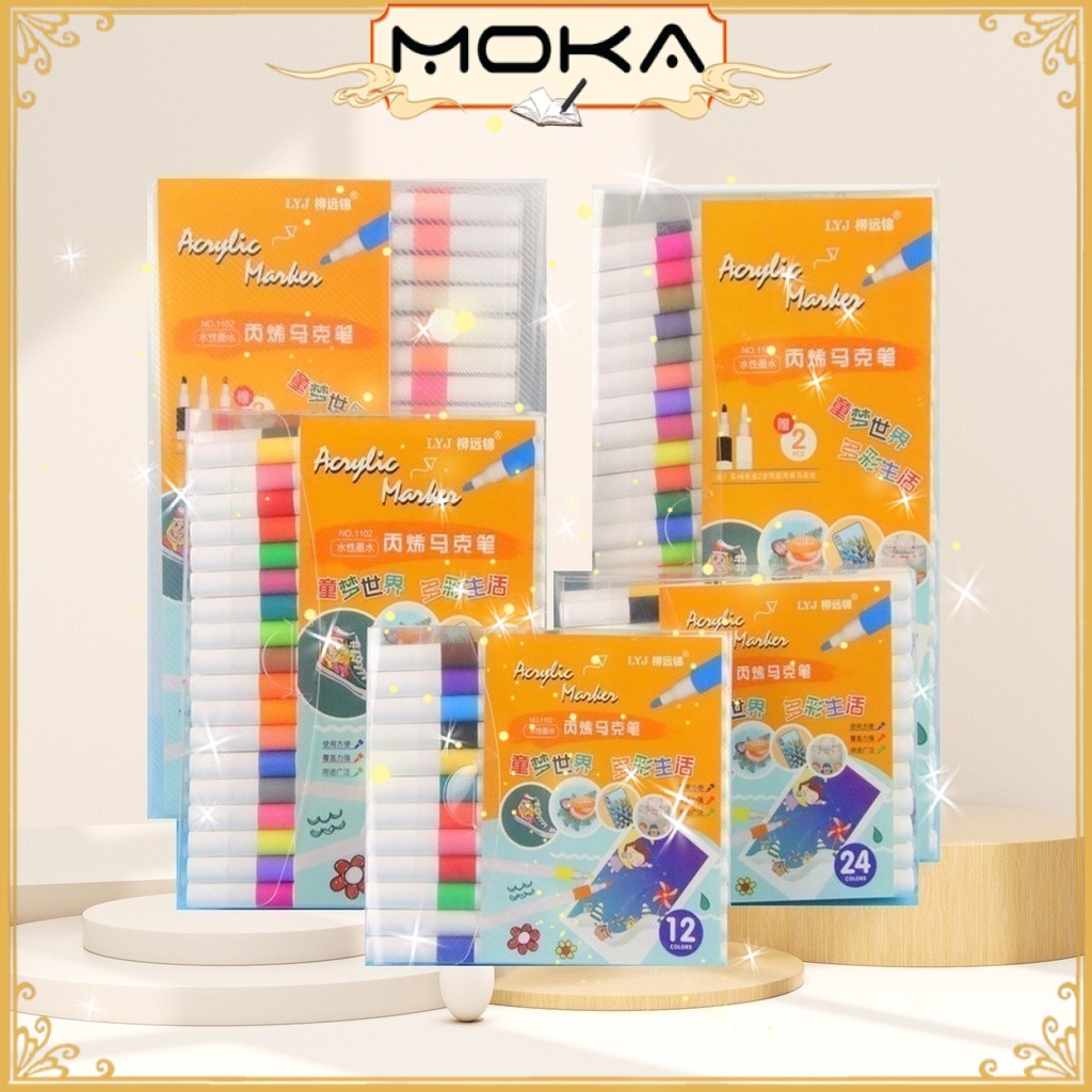 

MOKA 1 SET 12 & 24 WARNA PEN ACRYLIC MARKER WATERPROOF SUMDGEPROOF BISA UNTUK LUKIS DI BAJU, SEPATU DLL