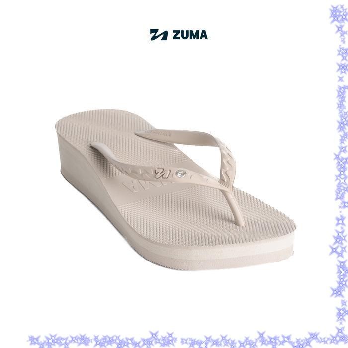 Zuma Women Tiffany 11 Sand, Sandal Jepit Wanita Wedges Karet Polos, Krem - 38